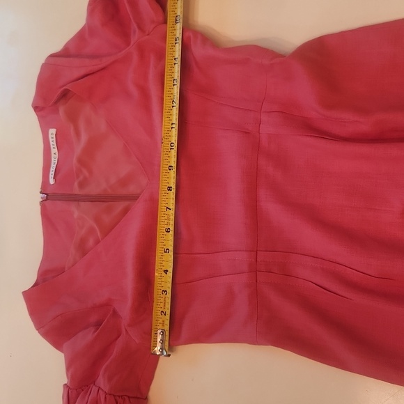 Veronica Beard Amalita Tea Length Pencil Midi Dress Bell Sleeve Melon Size 4 - Picture 5 of 8